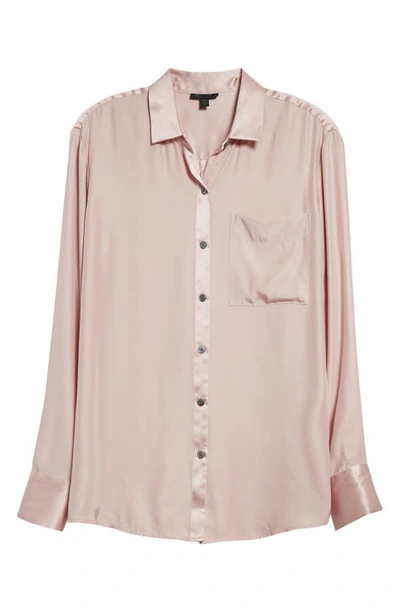 Atm Anthony Thomas Melillo Matte Silk Charmeuse Boyfriend Shirt In Pink Lilac