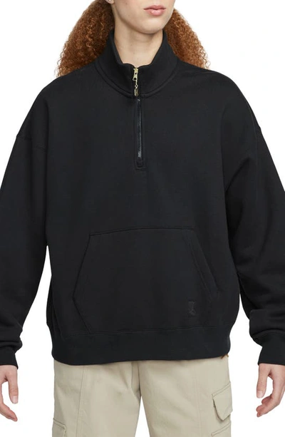 Shop Jordan Flight Fleece Quarter Zip Sweatshirt In Black