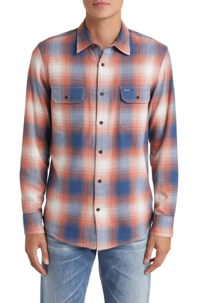Shop Treasure & Bond Trim Fit Plaid Flannel Button-up Shirt In Rust- Blue Corbin Plaid