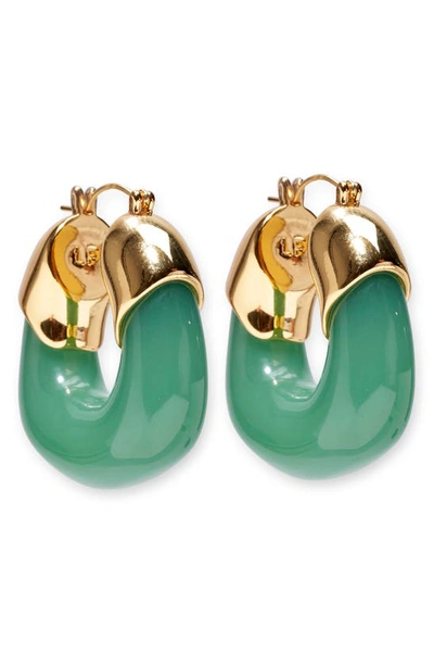 Shop Lizzie Fortunato Organic Hoop Earrings In Green