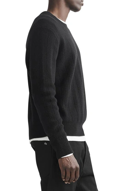 Shop Rag & Bone Durham Herringbone Stitch Cashmere Sweater In Black
