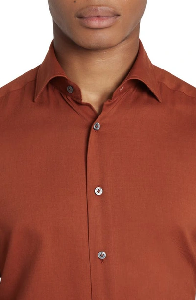 Shop Jack Victor Aurelio Cotton & Silk Blend Dress Shirt In Terracotta