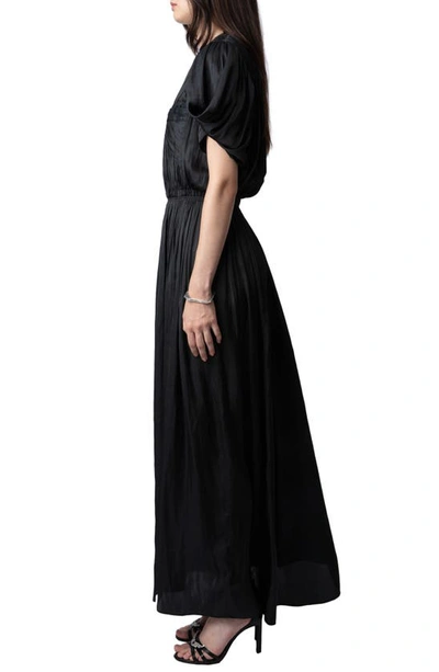Shop Zadig & Voltaire Reina Satin Maxi Dress In Noir