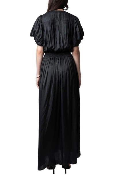 Shop Zadig & Voltaire Reina Satin Maxi Dress In Noir