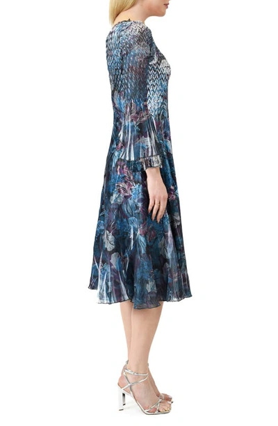 Shop Komarov Bell Sleeve Charmeuse & Chiffon A-line Dress In Pandora