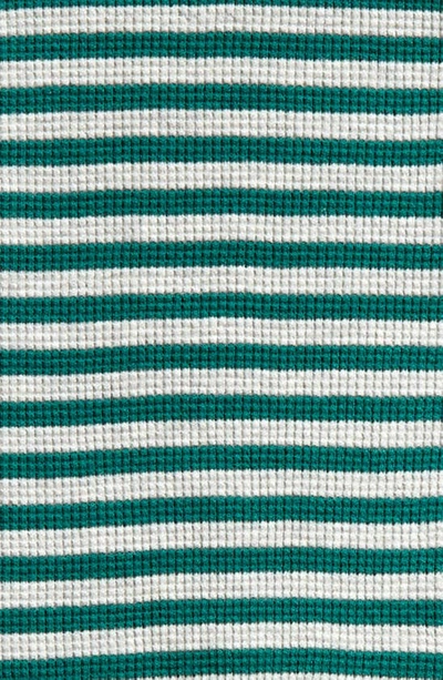Shop Tucker + Tate Long Sleeve Waffle Knit Cotton Top & Joggers Set In Green Evergreen Stripe- Grey
