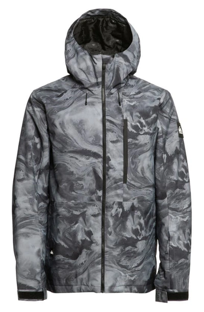 Shop Quiksilver Mission Print Waterproof Jacket In Grey/ Black