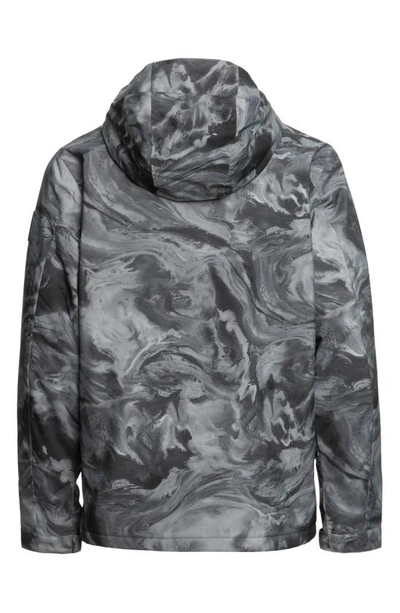 Shop Quiksilver Mission Print Waterproof Jacket In Grey/ Black