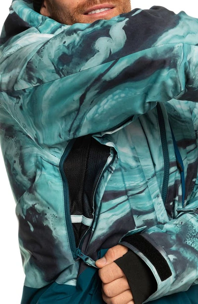 Shop Quiksilver Mission Print Waterproof Jacket In Majolica Blue