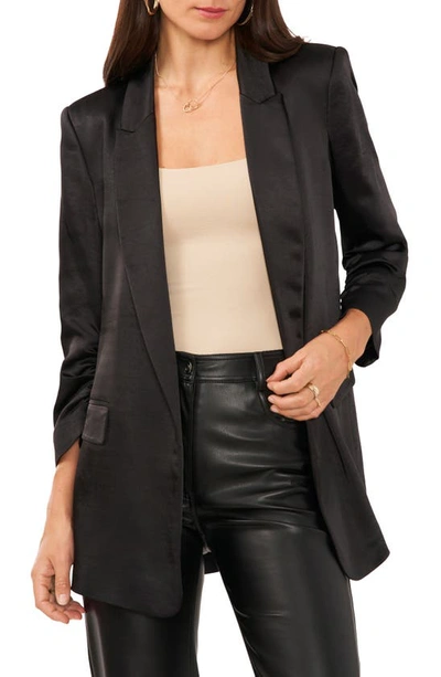 Shop Vince Camuto Peak Lapel Satin Blazer In Rich Black