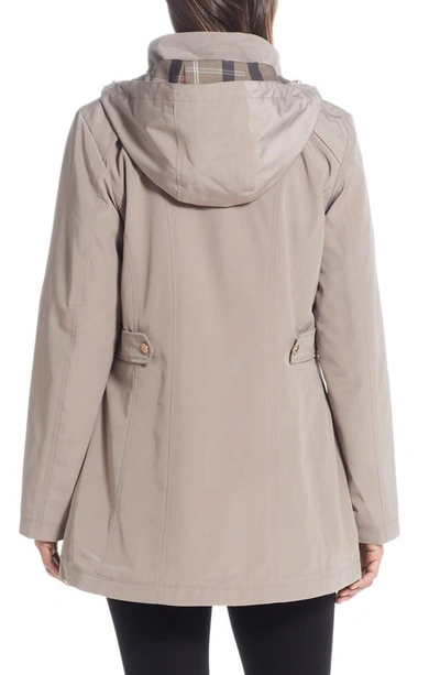 Gallery Water Resistant Zip Front Rain Jacket In Taupe