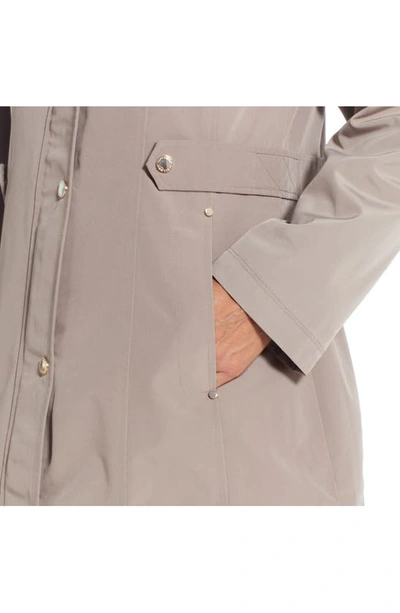 Gallery Water Resistant Zip Front Rain Jacket In Taupe