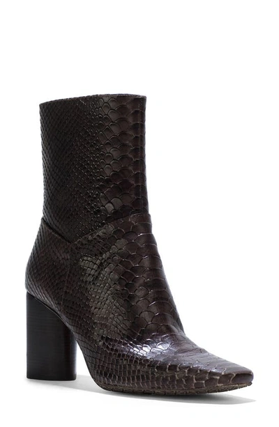 Shop Donald Pliner Snakeskin Embossed Bootie In Dark Brown