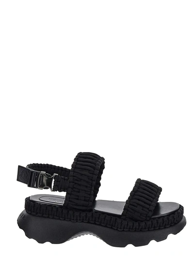 Shop Moncler Belay Woven Sandals In Black