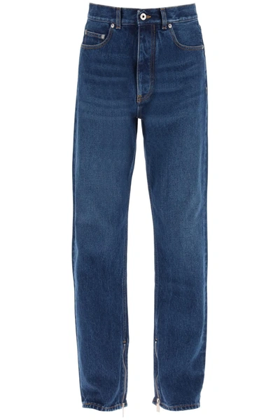Shop Off-white Loose Fit Jeans With Vintage Wash In Medium Blue (blue)
