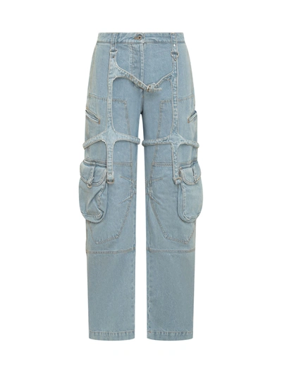 Shop Off-white Bleach Cargo Jeans In Light Blue