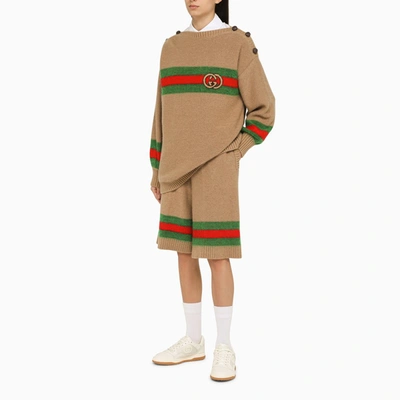 Shop Gucci Camel Wool Crew-neck Sweater Women In Cream