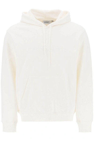 Shop Carhartt Wip Hoodie With Logo Embroidery In White