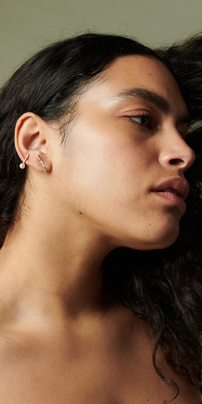 Loren Stewart Diamond Rod Pearl Stud