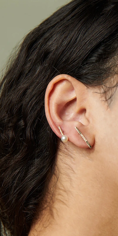 Loren Stewart Diamond Rod Pearl Stud