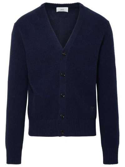 Shop Ami Alexandre Mattiussi Ami Paris Navy Cashmere Cardigan