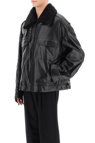 Shop Dolce & Gabbana Leather-and-fur Biker Jacket In Black
