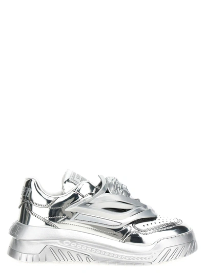 Shop Versace Odiessea Sneakers In Silver