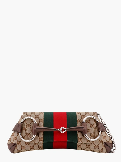 Shop Gucci Horsebit Chain In Beige