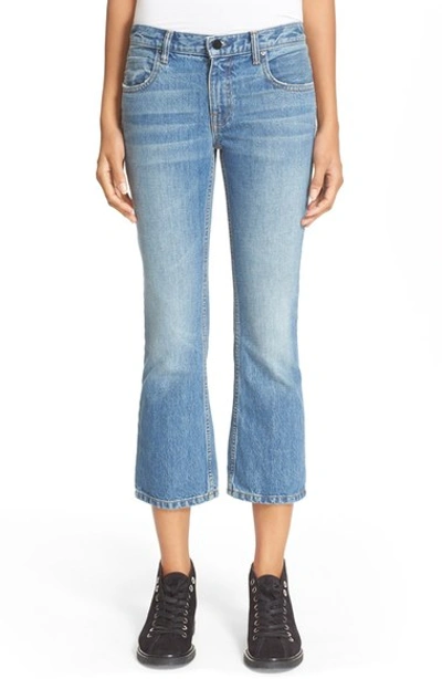 Alexander Wang Woman Cropped Mid-rise Flared Jeans Light Denim In Light Indigo Aged