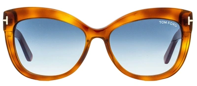 Shop Tom Ford Alistair W Ft0524 53w Cat Eye Sunglasses In Blue