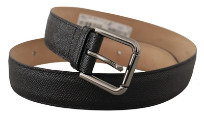 Dolce & Gabbana Black Calf Leather Brown Backend Belt In Black