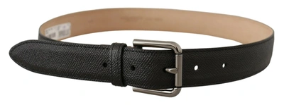 Dolce & Gabbana Black Calf Leather Brown Backend Belt In Black