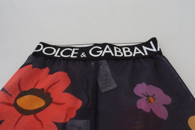 Shop Dolce & Gabbana Black Floral Leggings Stretch Waist Women's Pants