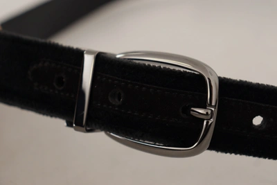Shop Dolce & Gabbana Elegant Black Velvet Designer Men's Belt