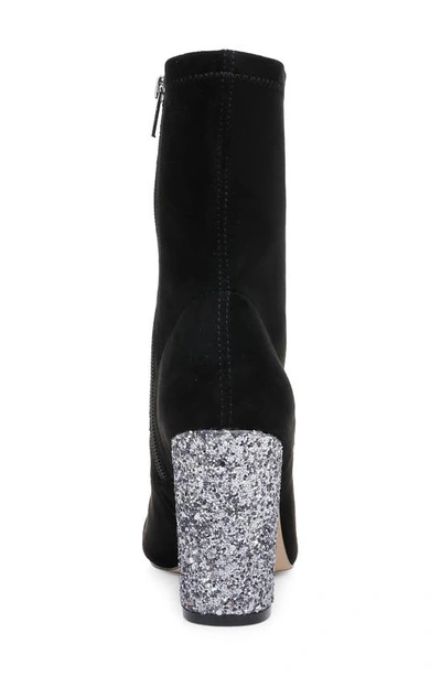 Shop Jewel Badgley Mischka Jovanna Embellished Block Heel Bootie In Black Microsuede