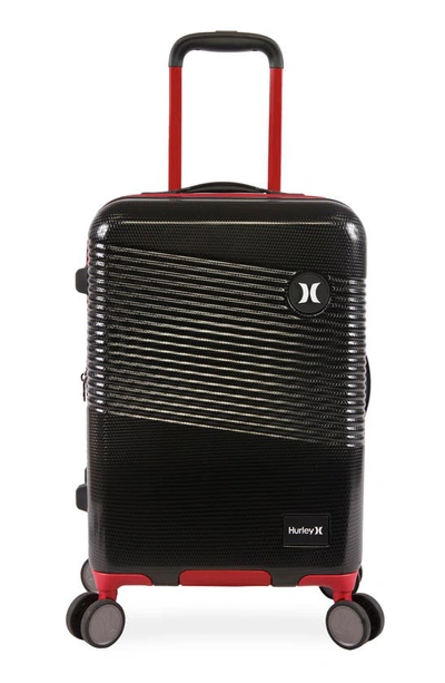 Shop Hurley Looper 21" Hardshell Spinner Suitcase In Black/ Red