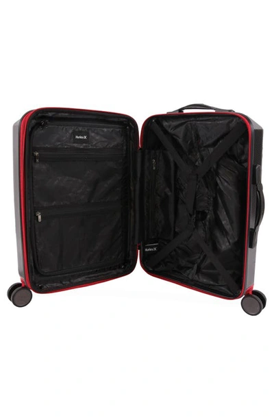 Hurley Swiper 21" Hardshell Spinner Suitcase In Black/ Red