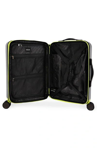 Hurley Suki 21" Hardshell Spinner Suitcase In Light Grey / Neon