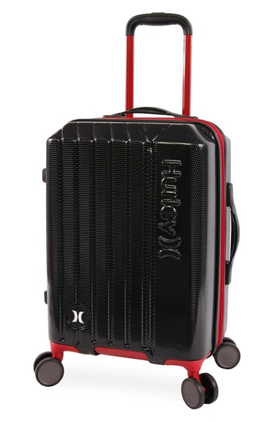 Hurley Swiper 21" Hardshell Spinner Suitcase In Black/ Red