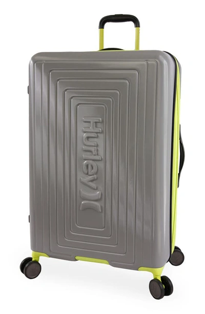 Hurley Suki 29" Hardshell Spinner Suitcase In Light Grey / Neon
