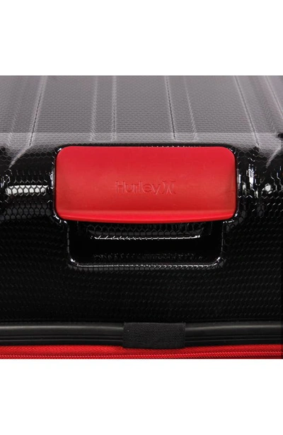Hurley Swiper 21" Hardshell Spinner Suitcase In Black/ Red