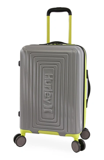 Hurley Suki 21" Hardshell Spinner Suitcase In Light Grey / Neon