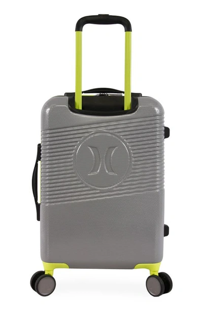 Hurley Looper 21" Hardshell Spinner Suitcase In Light Grey / Neon