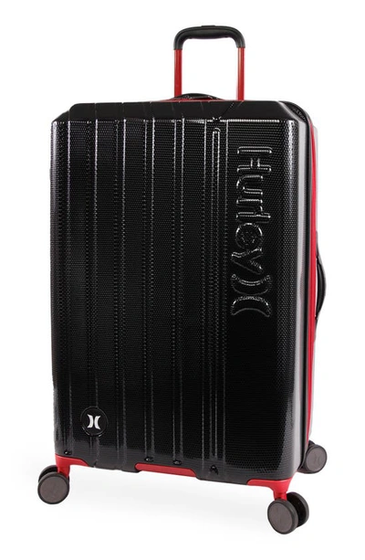 Shop Hurley Swiper 29" Hardshell Spinner Suitcase In Black/ Red