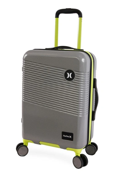 Shop Hurley Looper 21" Hardshell Spinner Suitcase In Light Grey / Neon