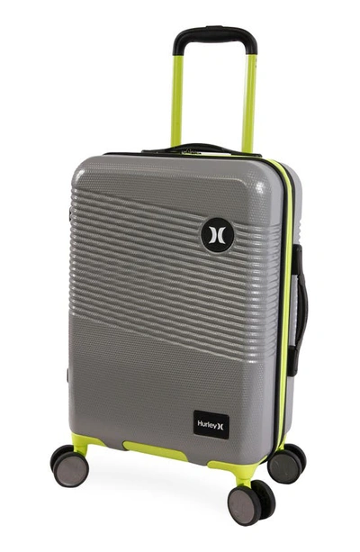 Hurley Looper 21" Hardshell Spinner Suitcase In Light Grey / Neon