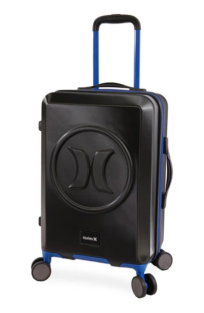 Hurley Wave 21" Hardshell Spinner Suitcase In Black/ Blue