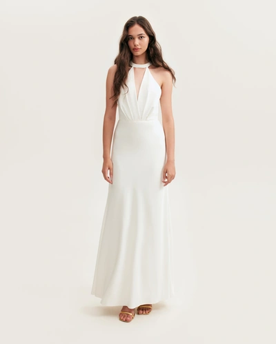 Shop Milla Lovely White Halterneck Satin Maxi Dress, Xo Xo