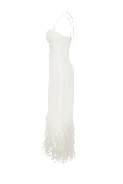 Milla White Cocktail Dress Decorated With Feathers, Xo Xo In White