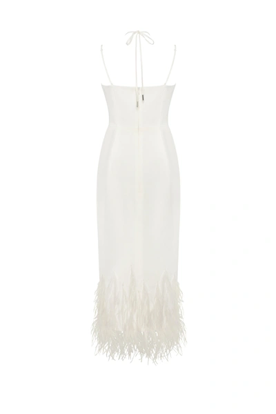 Milla White Cocktail Dress Decorated With Feathers, Xo Xo In White